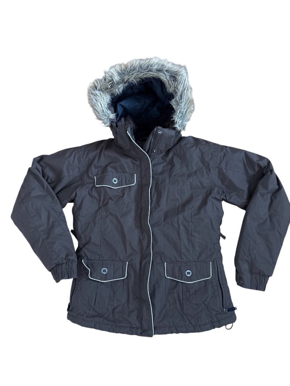 Columbia Vertex Interchange Coat Womens M Brown Winter Faux Fur Hood 3-1 Jacket